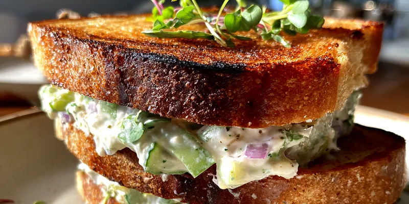 Delicious Creamy Cucumber Sandwiches Delight served on a plate