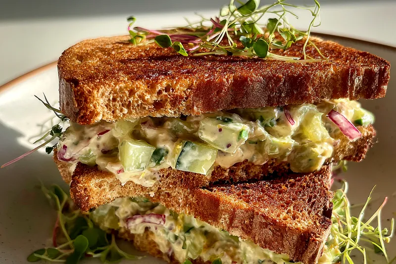 Fresh ingredients for Creamy Cucumber Sandwiches Delight