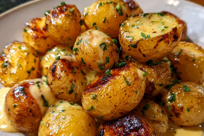 Cooking process for Creamy Garlic Baby Potatoes