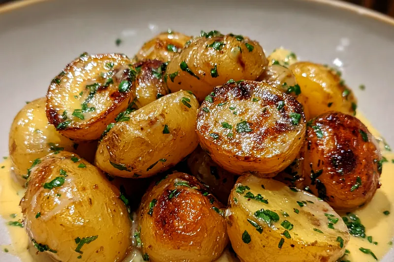 Fresh ingredients for Creamy Garlic Baby Potatoes