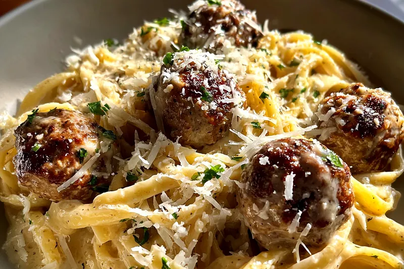 Fresh ingredients for Creamy Garlic Butter Meatballs