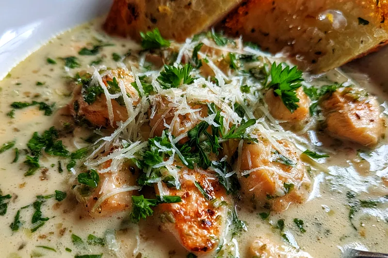 Fresh ingredients for Creamy Garlic Parmesan Soup