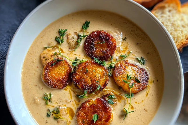 Fresh ingredients for Creamy Garlic Soup