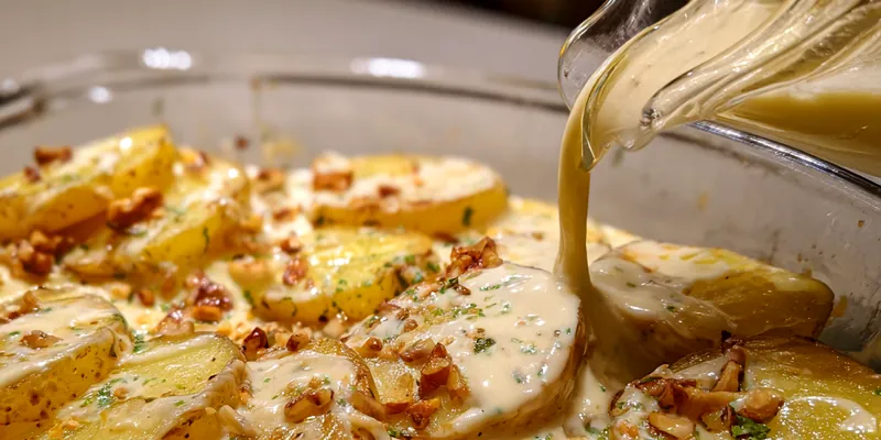 Delicious Creamy Herb Baked Potatoes served on a plate