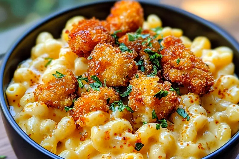 Cooking process of Honey Pepper Chicken Macaroni showing sautéing chicken and mixing with sauce.