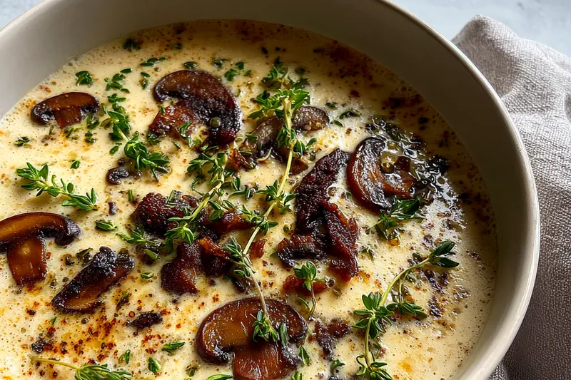 Cooking process for Creamy Mushroom Cottage Soup