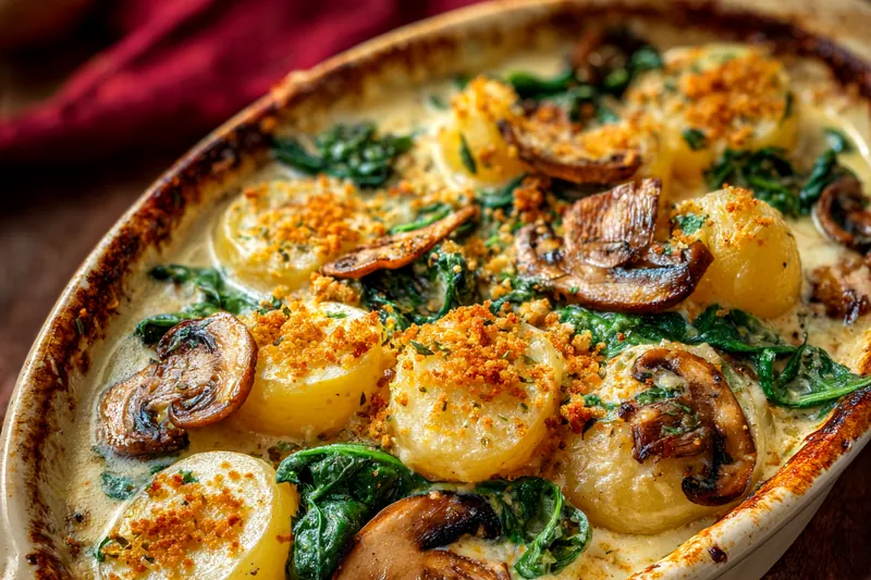 Cooking process for Creamy Spinach Potato Bake