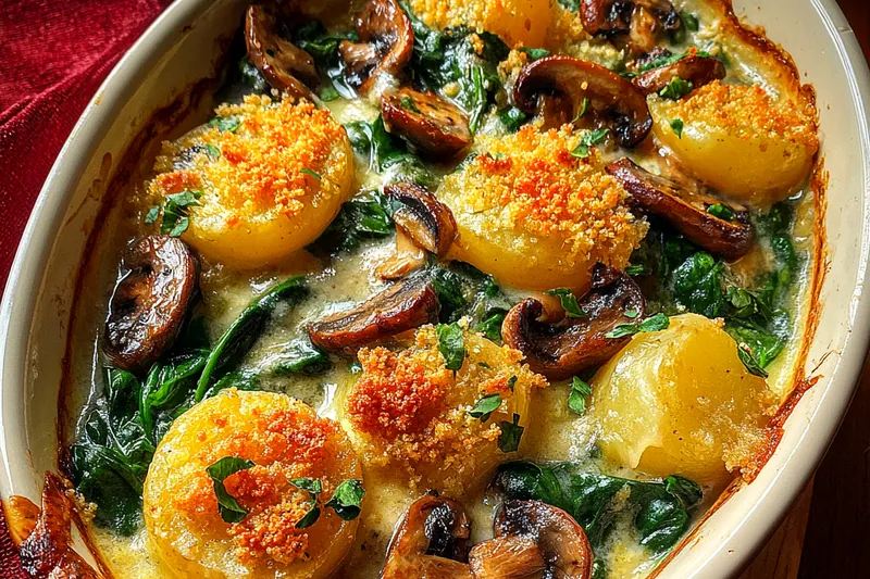 Fresh ingredients for Creamy Spinach Potato Bake