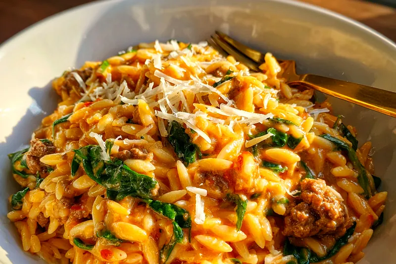 Fresh ingredients for Creamy Tomato Orzo Delight