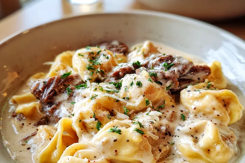 Cooking process for Creamy Tortellini Delight