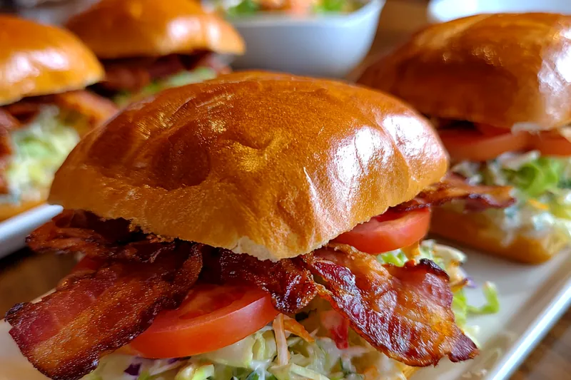 Cooking process for Crispy Bacon Lettuce Sandwich
