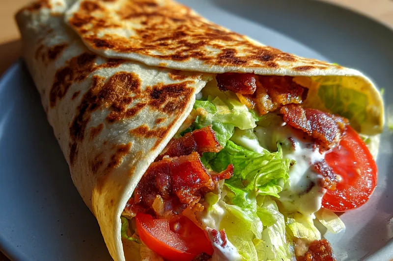 Cooking process for Crispy Bacon Lettuce Wrap