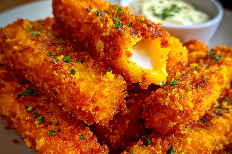 Cooking process for Crispy Buffalo Chicken Sticks