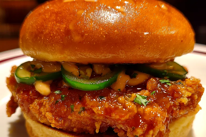 Cooking process for Crispy Chicken Sandwich Delight