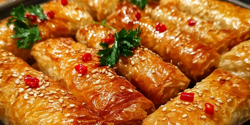 Delicious Crispy Feta Cheese Rolls served on a plate