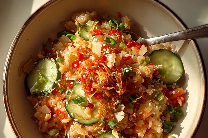 Cooking process for Flavorful Gochujang Rice Salad