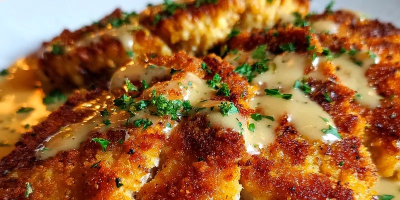 Crispy Parmesan Chicken with Garlic Sauce