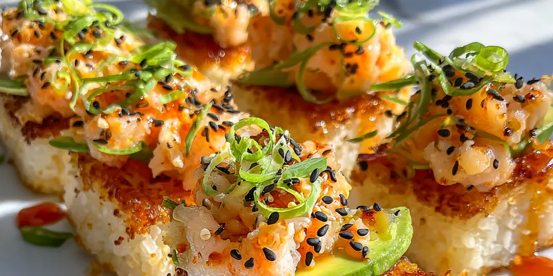 Delicious Crispy Rice Seafood Delight served on a plate