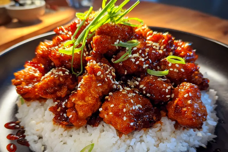 Fresh ingredients for Crispy Sweet Spicy Chicken