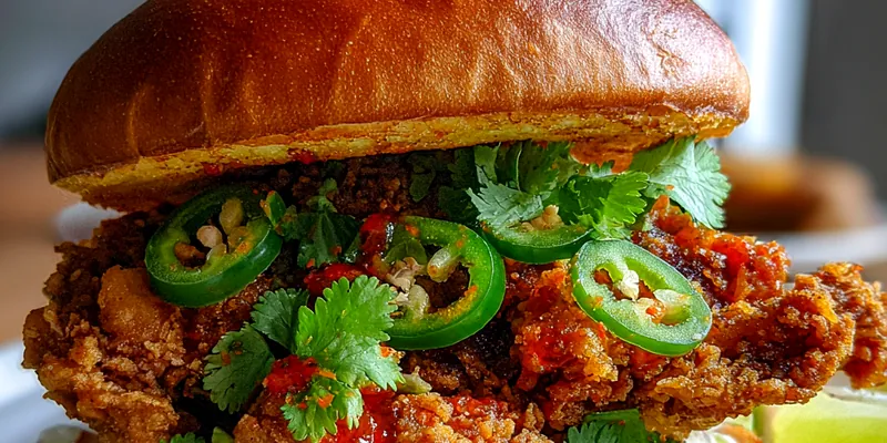Delicious Crispy Thai Chicken Sandwich served on a plate
