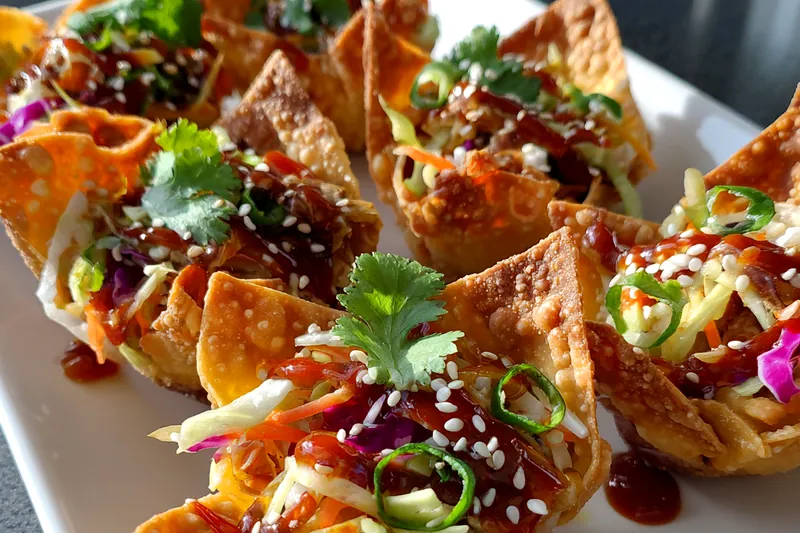 Cooking process for Crispy Wonton Tacos