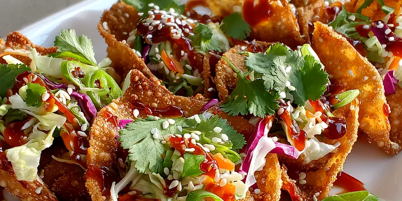 Delicious Crispy Wonton Tacos served on a plate