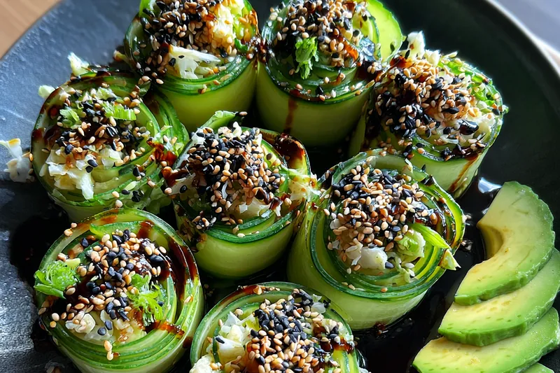 Cooking process for Crunchy Cucumber Chicken Roll Ups