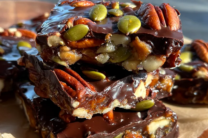 Fresh ingredients for Dark Chocolate Nut Squares