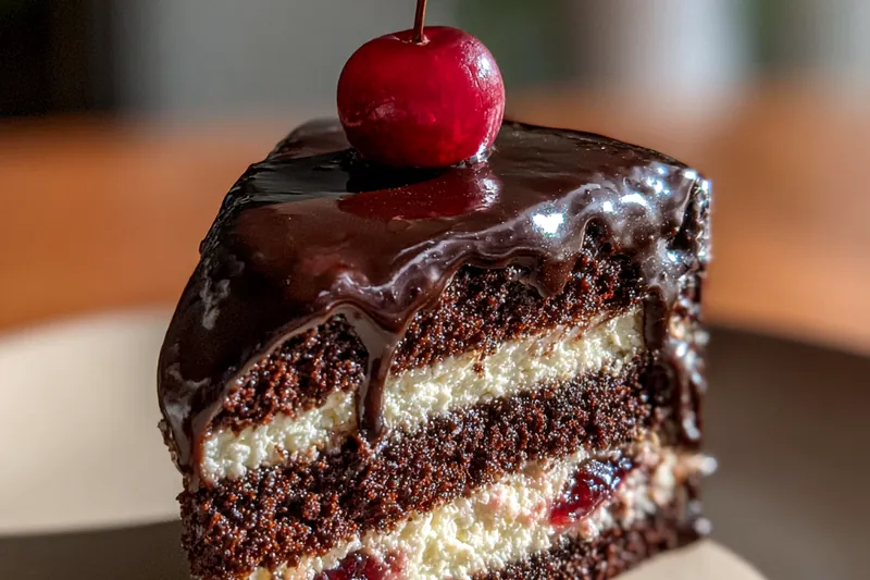 Cooking process for Decadent Chocolate Cherry Cake