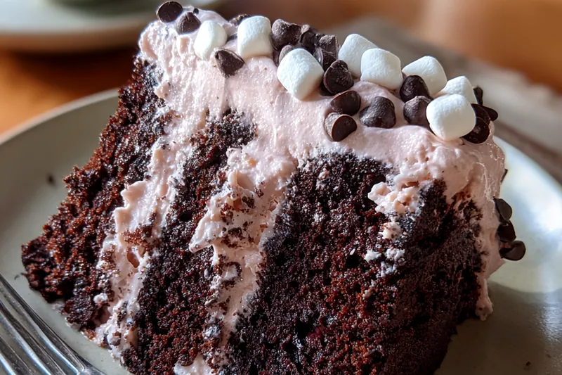 Cooking process for Decadent Chocolate Marshmallow Cake