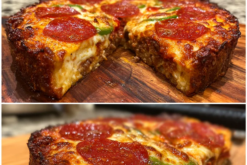 A beautifully arranged display of the fresh ingredients used in Ultimate Deep-Dish Pizza Delight.