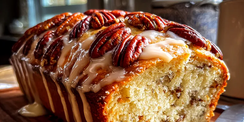 Delicious Delicious Butter Pecan Loaf served on a plate