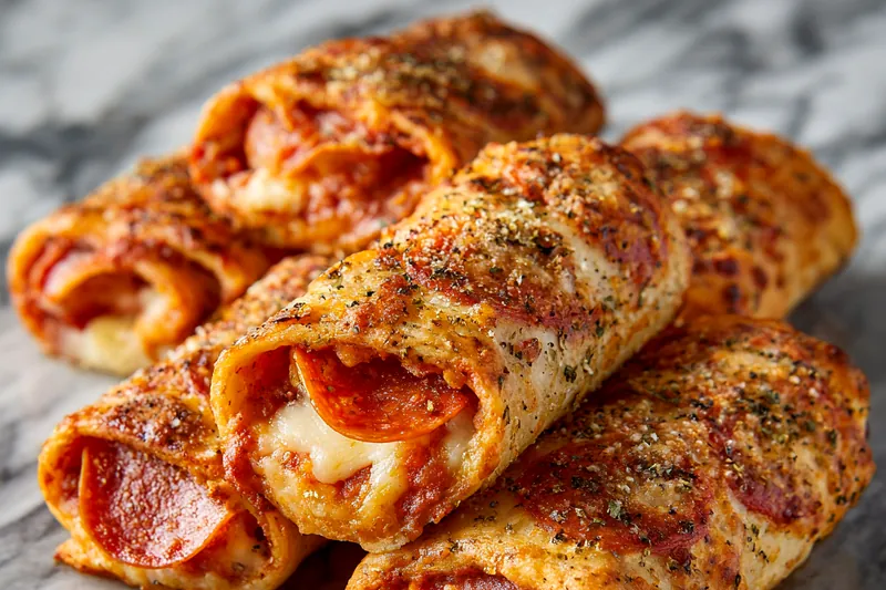 Ingredients for Cheesy Pepperoni Pizza Roll-Ups arranged on a table