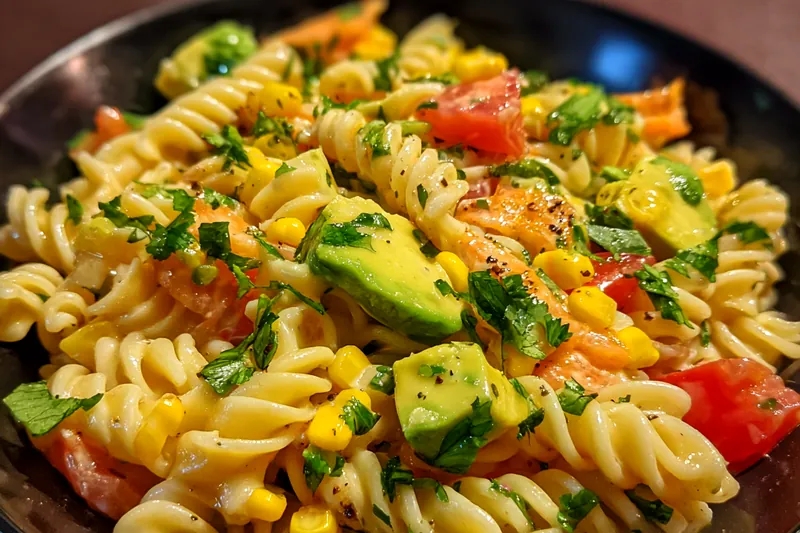 Fresh ingredients for Delicious Corn Pasta Salad