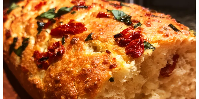 Delicious Delicious Herb Tomato Bread served on a plate