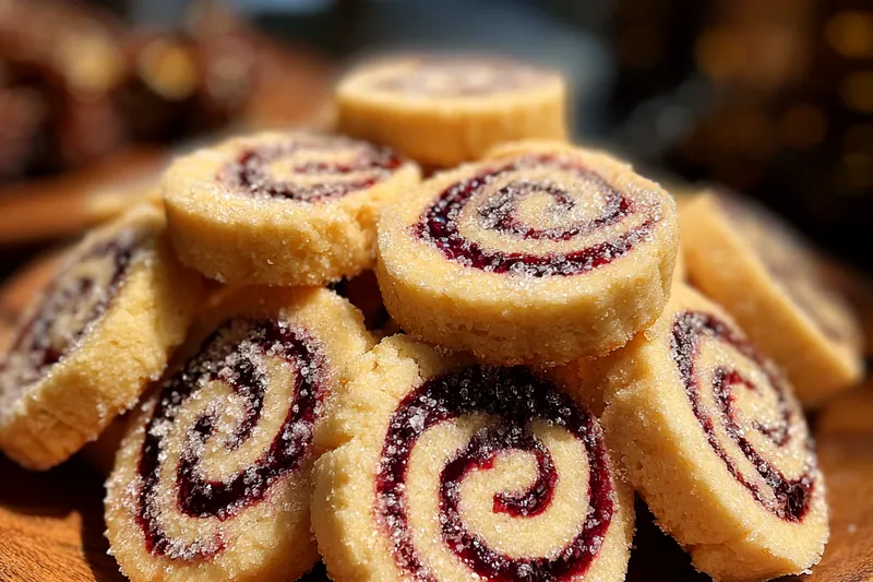 A setup of ingredients for Delicious Raspberry Shortbread Cookies including butter, sugar, flour, and raspberries.
