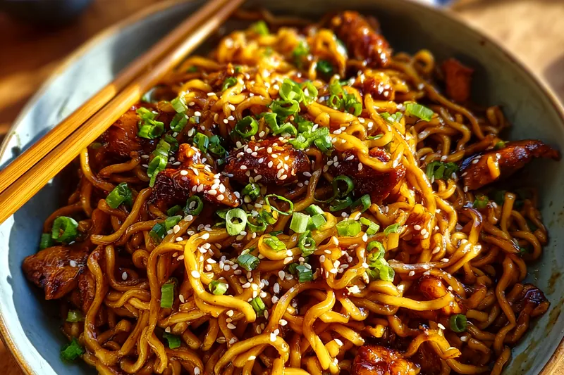 Fresh ingredients for Delicious Sticky Garlic Noodles