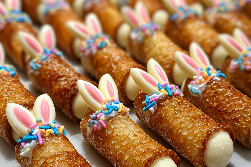 Cooking process for Easter Bunny Cannoli Treats