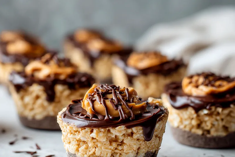 Ingredients for chocolate peanut butter rice krispie cups laid out