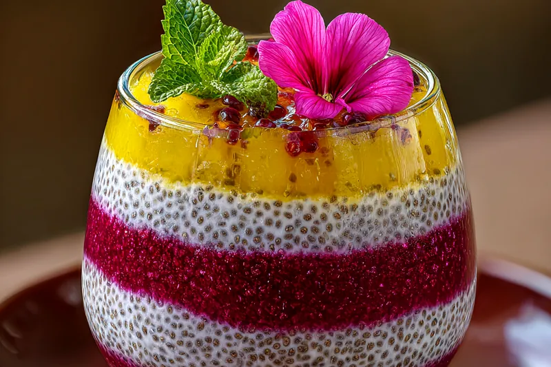 Fresh ingredients for Exotic Chia Fruit Parfait