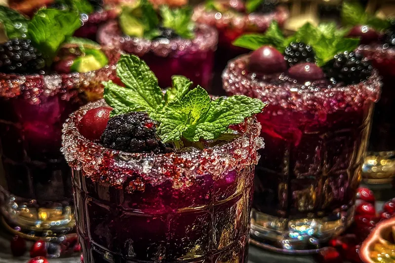 Fresh ingredients for Festive Berry Holiday Drink