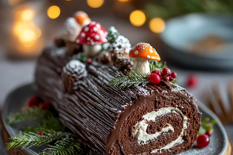 Cooking process for Festive Chocolate Yule Log