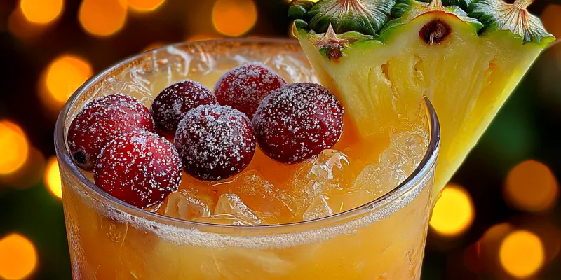 Delicious Festive Cranberry Pineapple Punch served on a plate