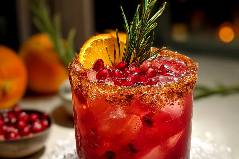 Chef shaking up a Festive Holiday Margarita in a cocktail shaker.