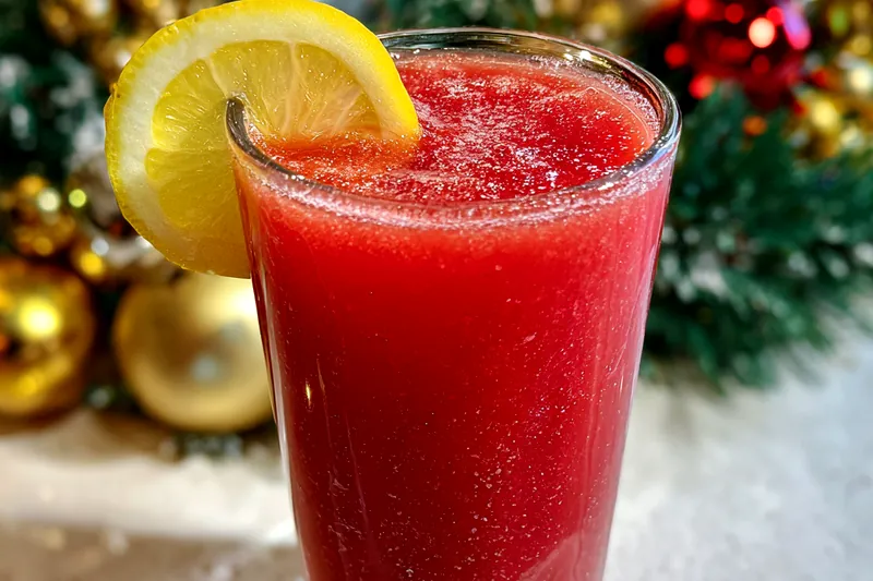 A colorful array of ingredients for making Festive Holiday Punch Delight, including juices and fruits.