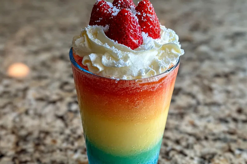 A visual guide showing the process of layering ingredients to create the Festive Layered Holiday Punch.