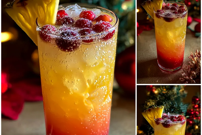 Fresh ingredients for Festive Pineapple Cranberry Drink