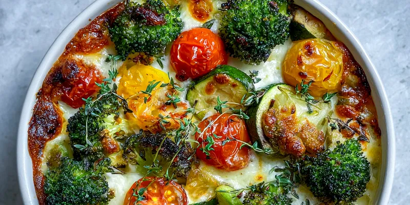 Delicious Flavorful Veggie Protein Bake served on a plate