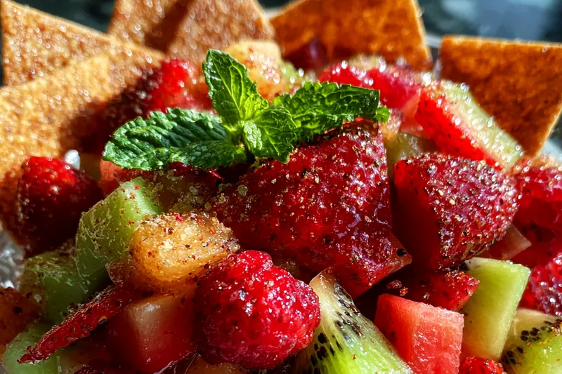 Cooking process for Fresh Fruit Salsa with Chips