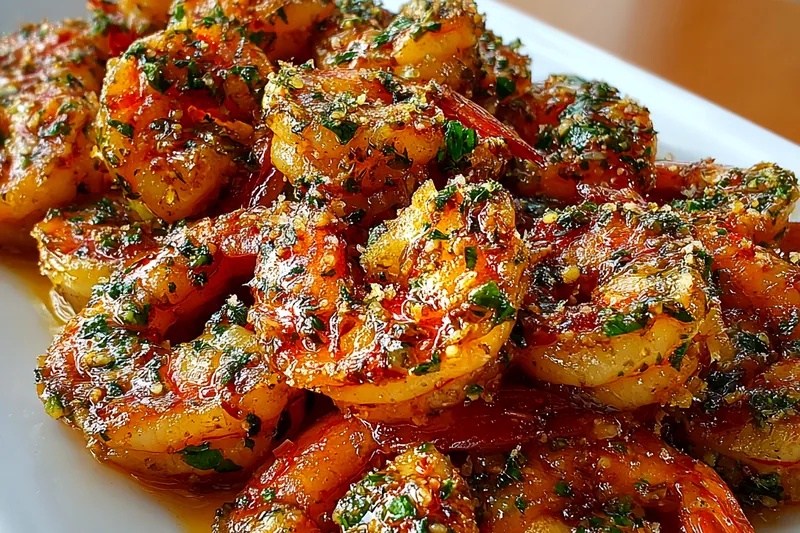 Cooking process for Garlic Herb Baked Shrimp